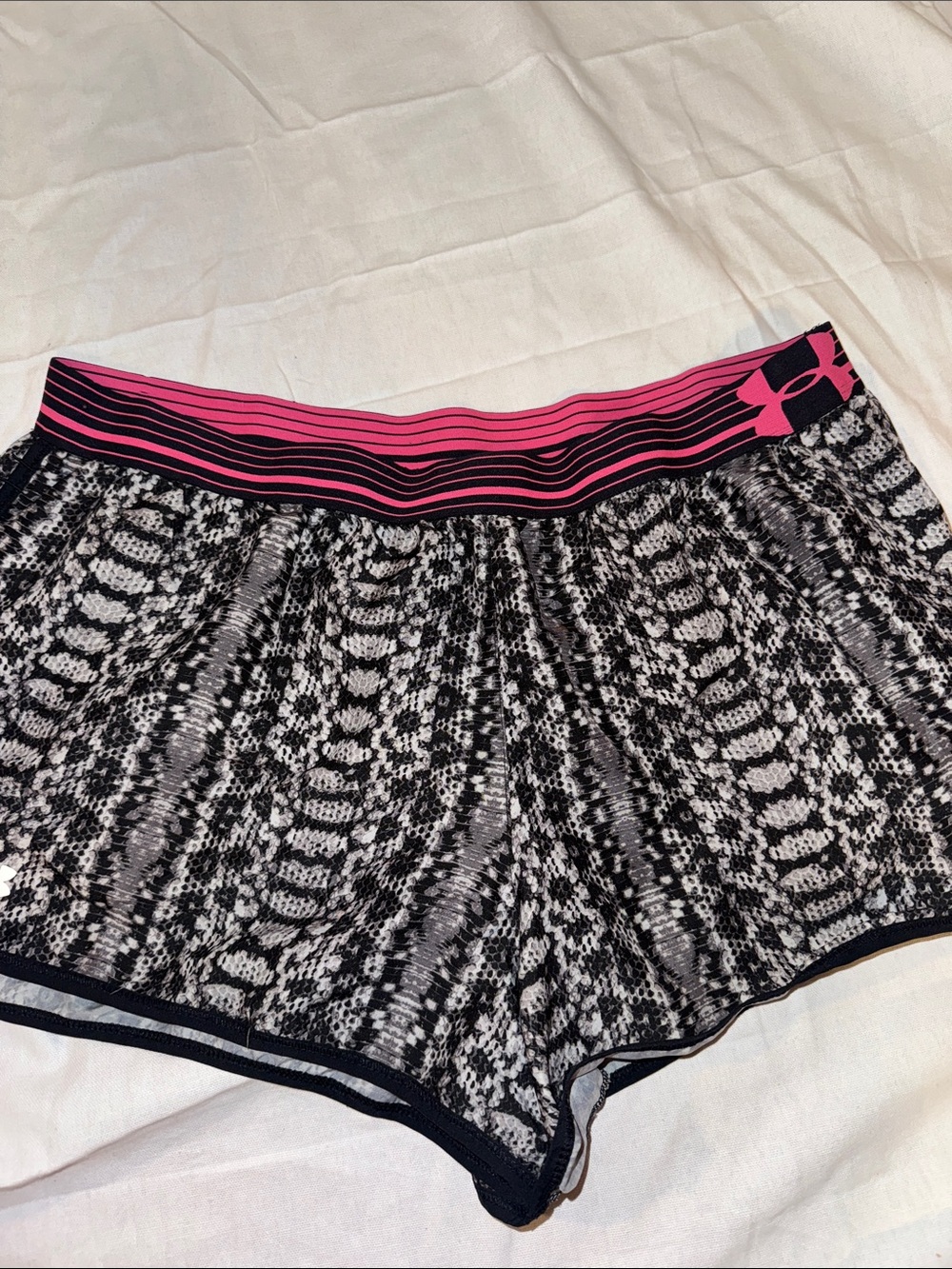 Under Armour Black & Pink Snake-Print Performance Shorts